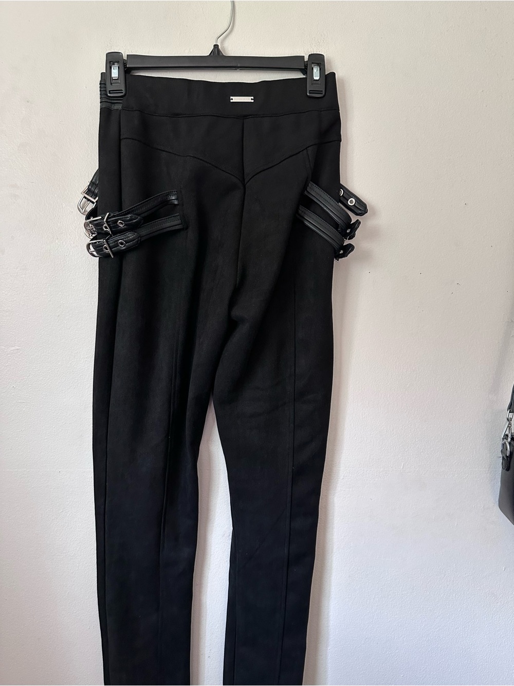 Black High-Waist Tailored Pants with Buckle Details - Picture 14 of 16